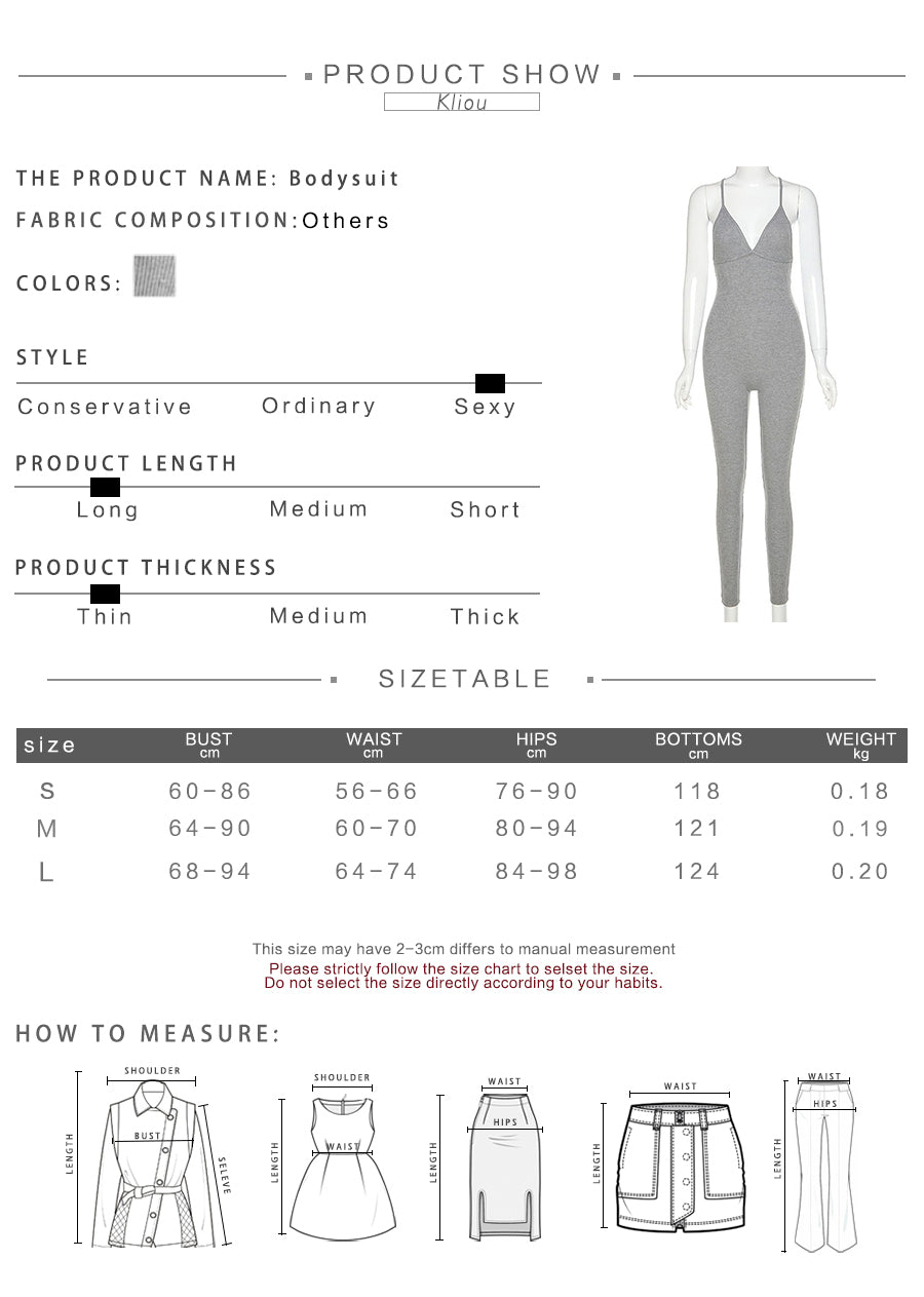Kliou v-neck skinny sexy jumpsuit women summer hollow out partywear halter sleeveless streetwear outfit fitness backless