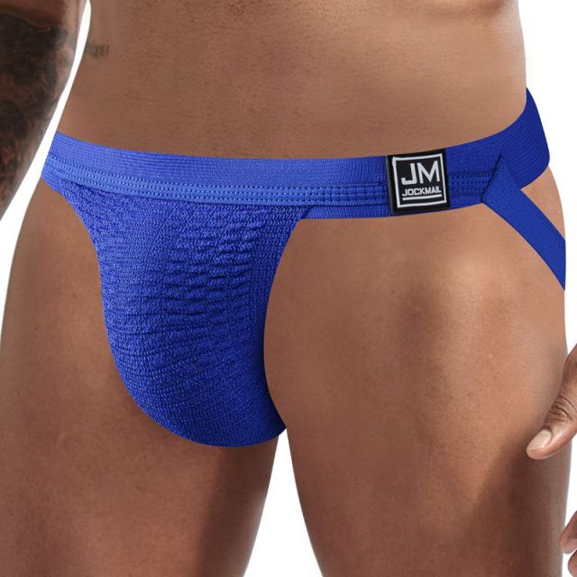 JOCKMAIL Sexy Gay Underwear Men Jockstrap String Homme Tanga Cockring Cuecas Masculinas Rainbow Low Waist Mesh Breathable Briefs