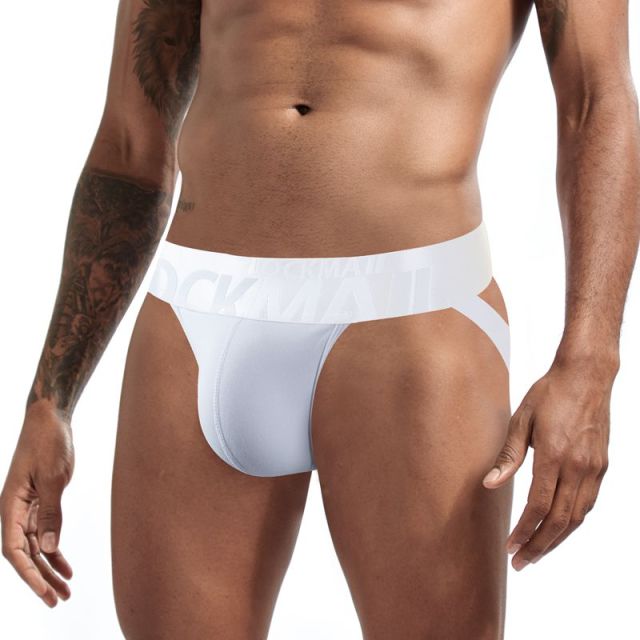 JOCKMAIL Sexy Gay Underwear Men Jockstrap String Homme Tanga Cockring Cuecas Masculinas Rainbow Low Waist Mesh Breathable Briefs