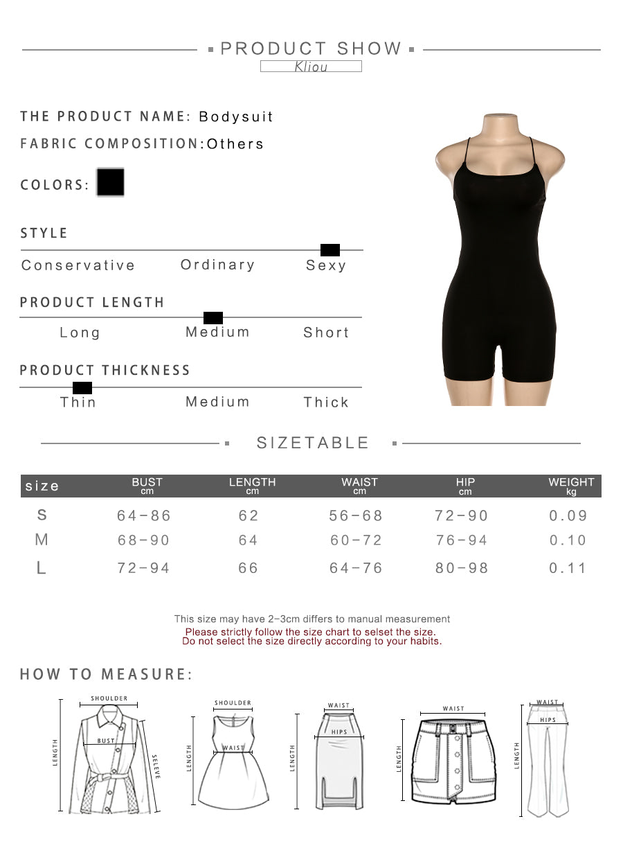 kliou black Skinny Spaghetti Strap sleeveless Street woman Rompers classic bar club Bodycon jumpsuits body femme hot