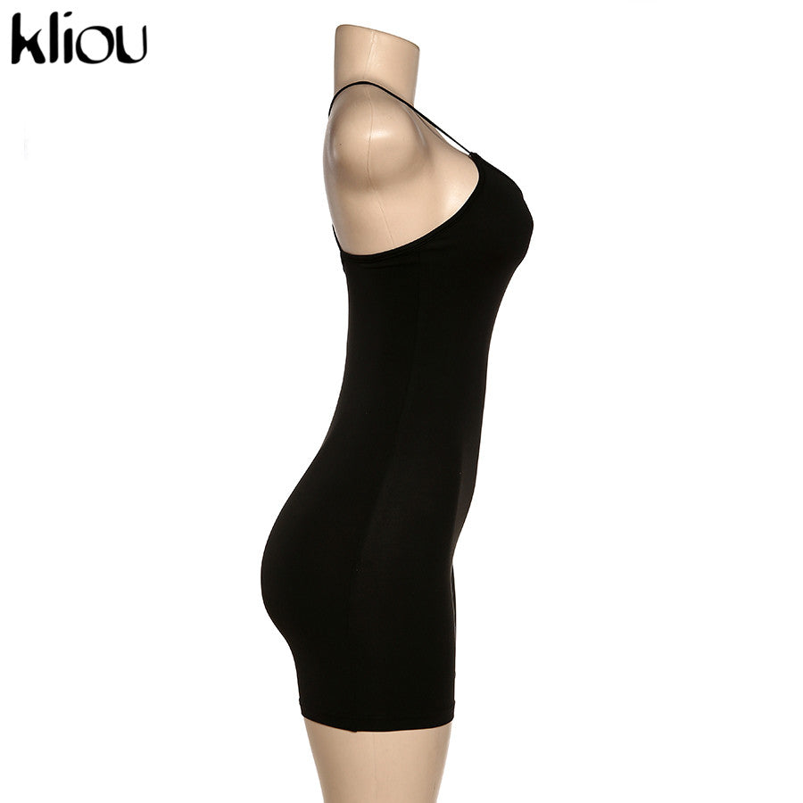 kliou black Skinny Spaghetti Strap sleeveless Street woman Rompers classic bar club Bodycon jumpsuits body femme hot