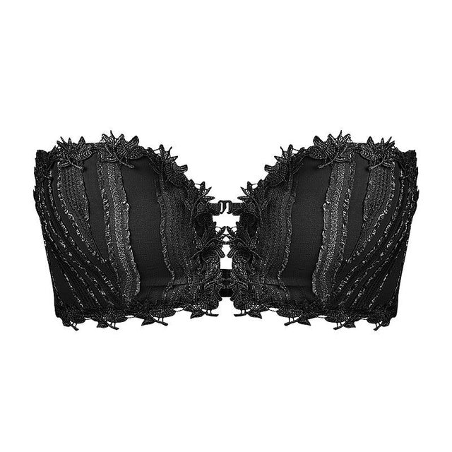 Embroidery Front Closure Push Up Bras Wireless Women Sexy Lingerie Seamless Adjustable Backless Bralette Underwear Brassiere