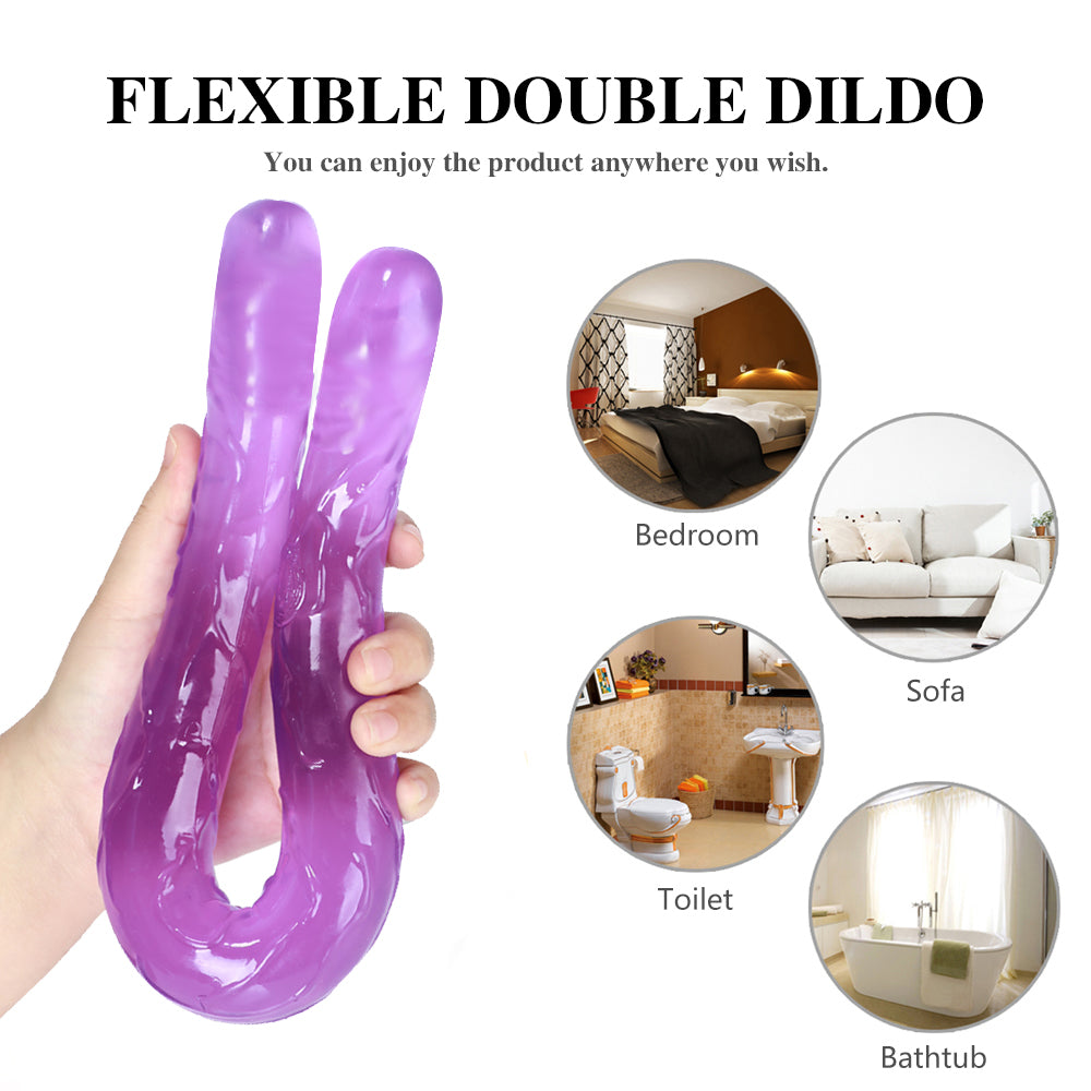 44cm Soft Jelly Dildo Double Long Realistic Dildos Cock Lesbian Vaginal Anal Plug Flexible Fake Penis For Women Dildos Sex Toys