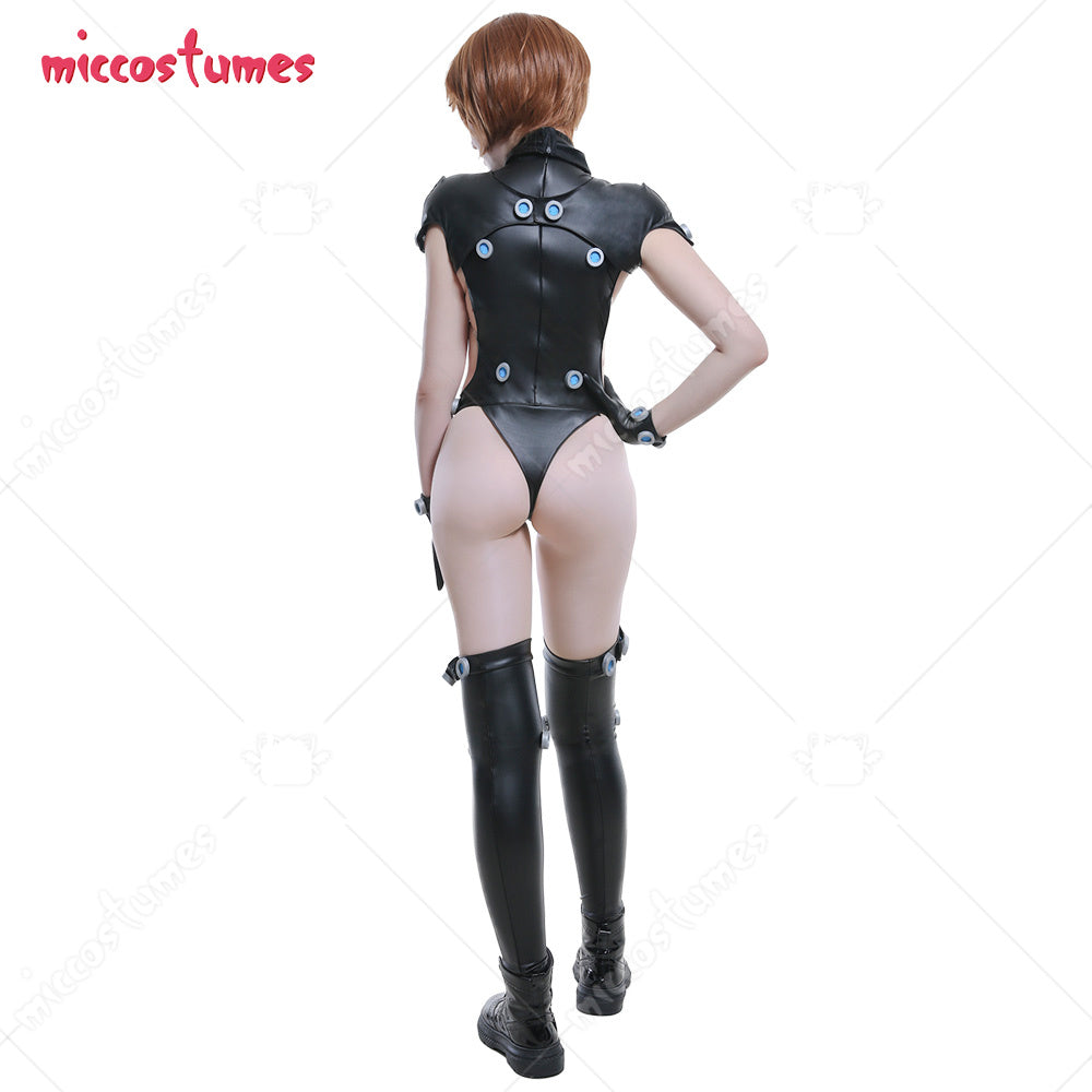 Anzu Yamasaki Shimohira Reika Women Cosplay Costume Xshotgun Sexy PU Leather Bodysuit Jumpsuit with Thigh High Stockings