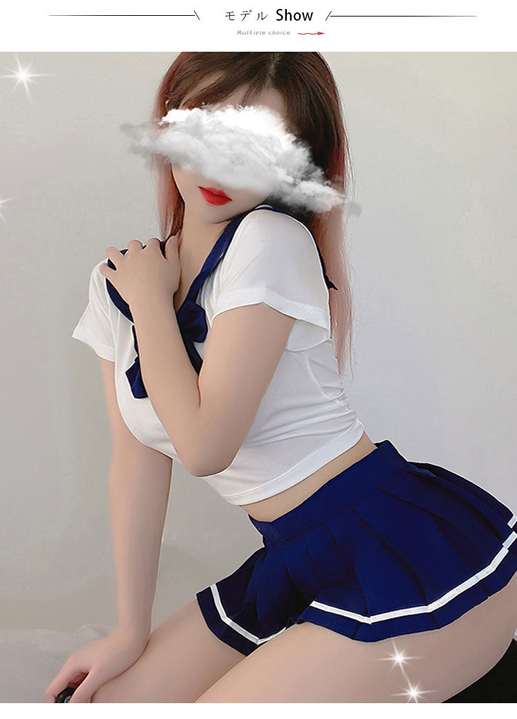 Schoolgirl Lingerie Women Japanese Sailor Collar Cosplay Costumes Sexy Uniform Bow Tempatation with Mini Pleated Skirt Student