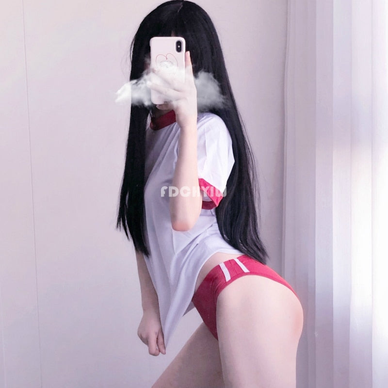 Japanese Women Gymnastics Girls Anime Cosplay Costume Cheer Leading Roleplay Uniforme Sexy Lingerie Set School Girl Uniform