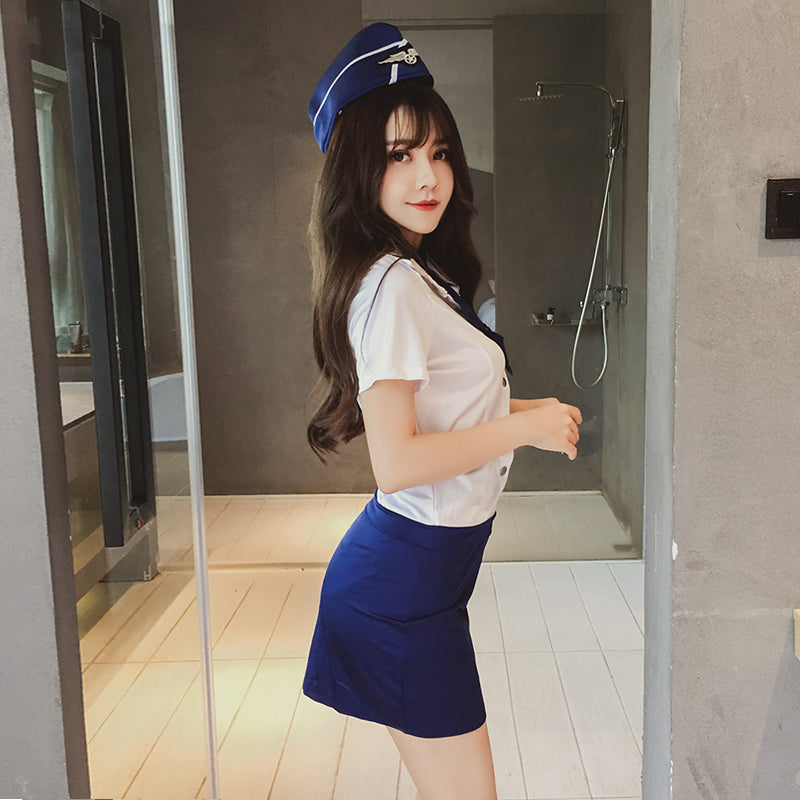 Sexy Adult Stewardess Uniform Pilot Costume Erotic Lingerie Temptation Club sex Pilot Costumes Women Flight Attendant Uniform