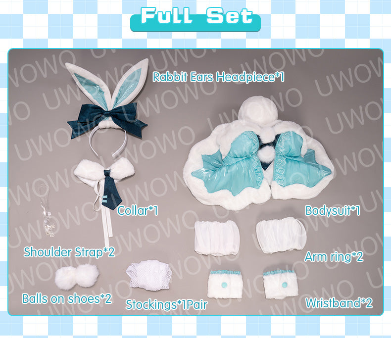 UWOWO Mikuu Cosplay Hatsunee Costume Anime Figure Sexy White Bunny Girl Cute Bunnies VOCALOID Mikubunny Ver Jumpsuit Rabbit Suit