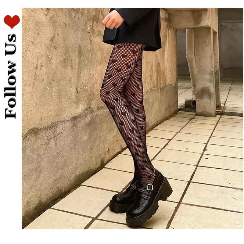 Lace Cute Black G Stockings Trousers Tights Japanese Gothic Women Love Embroidery Punk Pantyhose Lolita Dark Fishnet Stocking