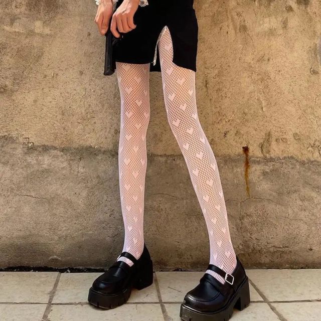 Lace Cute Black G Stockings Trousers Tights Japanese Gothic Women Love Embroidery Punk Pantyhose Lolita Dark Fishnet Stocking