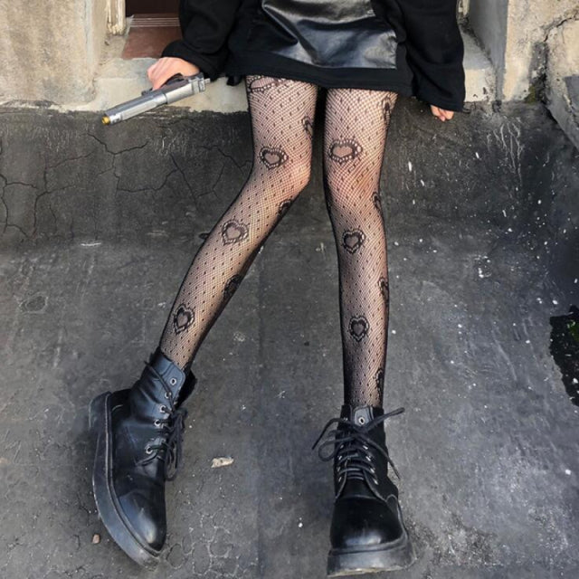 Lace Cute Black G Stockings Trousers Tights Japanese Gothic Women Love Embroidery Punk Pantyhose Lolita Dark Fishnet Stocking