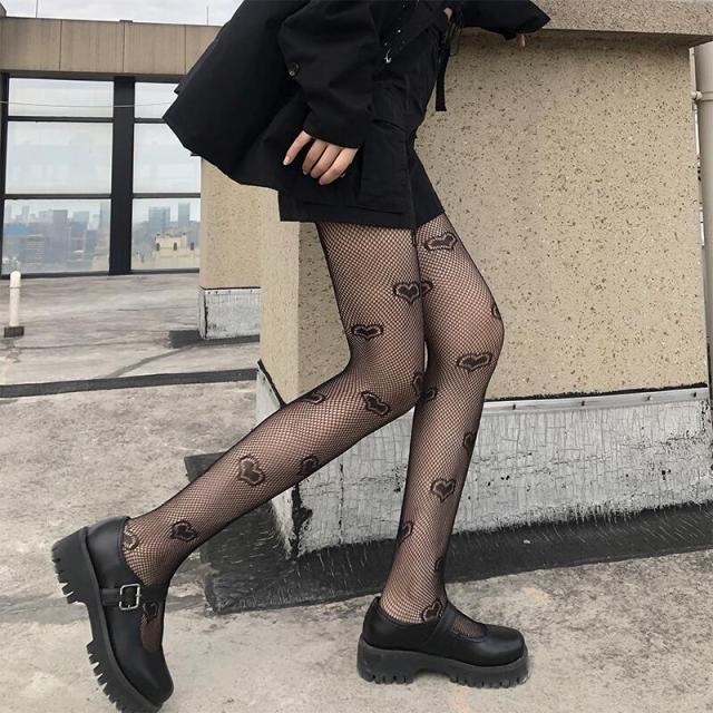 Lace Cute Black G Stockings Trousers Tights Japanese Gothic Women Love Embroidery Punk Pantyhose Lolita Dark Fishnet Stocking