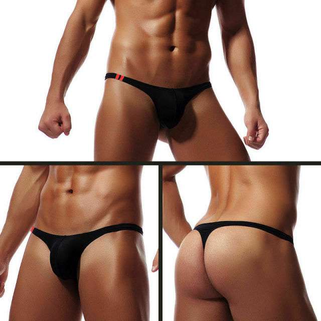 Men Smooth G-strings Lingerie Erotic Soft Briefs Underwear Solid Tangas Thongs Underpants Costume M-2XL