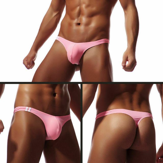 Men Smooth G-strings Lingerie Erotic Soft Briefs Underwear Solid Tangas Thongs Underpants Costume M-2XL