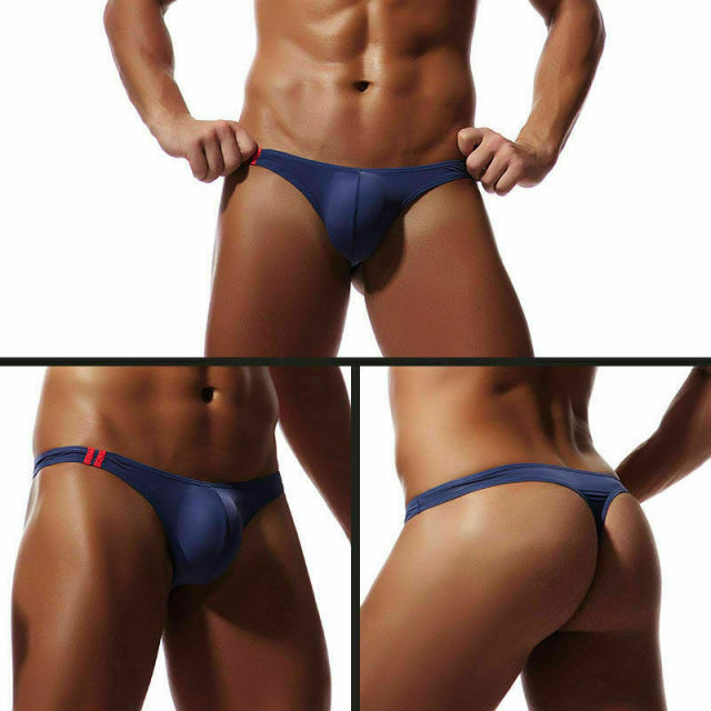 Men Smooth G-strings Lingerie Erotic Soft Briefs Underwear Solid Tangas Thongs Underpants Costume M-2XL