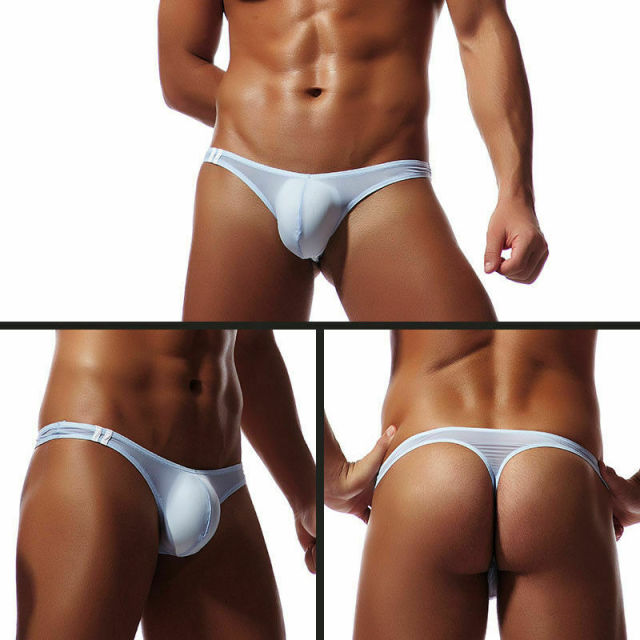 Men Smooth G-strings Lingerie Erotic Soft Briefs Underwear Solid Tangas Thongs Underpants Costume M-2XL