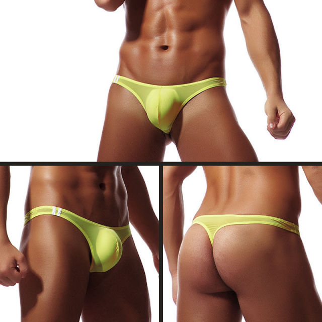 Men Smooth G-strings Lingerie Erotic Soft Briefs Underwear Solid Tangas Thongs Underpants Costume M-2XL