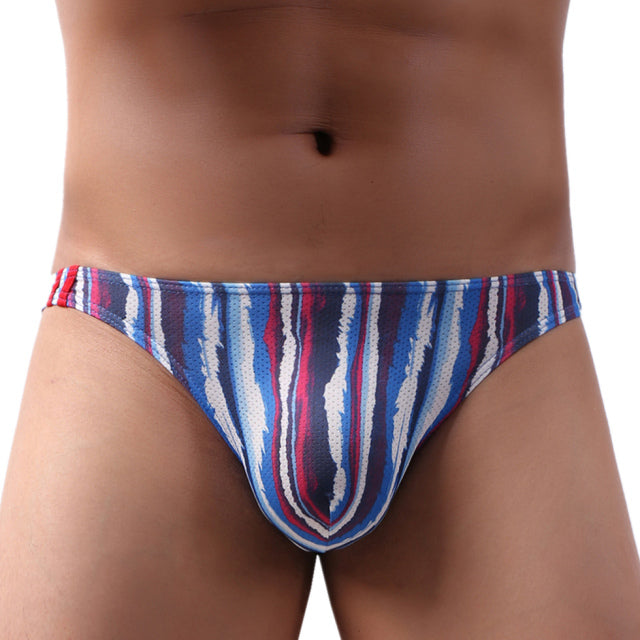 KUDYZON Print Mens Thongs And G Strings Low Rise Men Sexy Briefs Jockstrap Pouch Cuecas Mesh Underpants Gay Slip Homme String