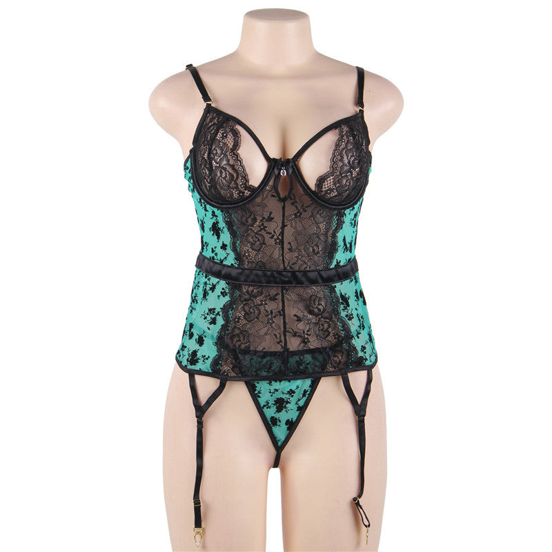 Sexy Underwear Plus Size Lingerie Sexy Hot Erotic Women Transparent Lace Floral Babydoll Disfraz With Garter Sexy Clothes