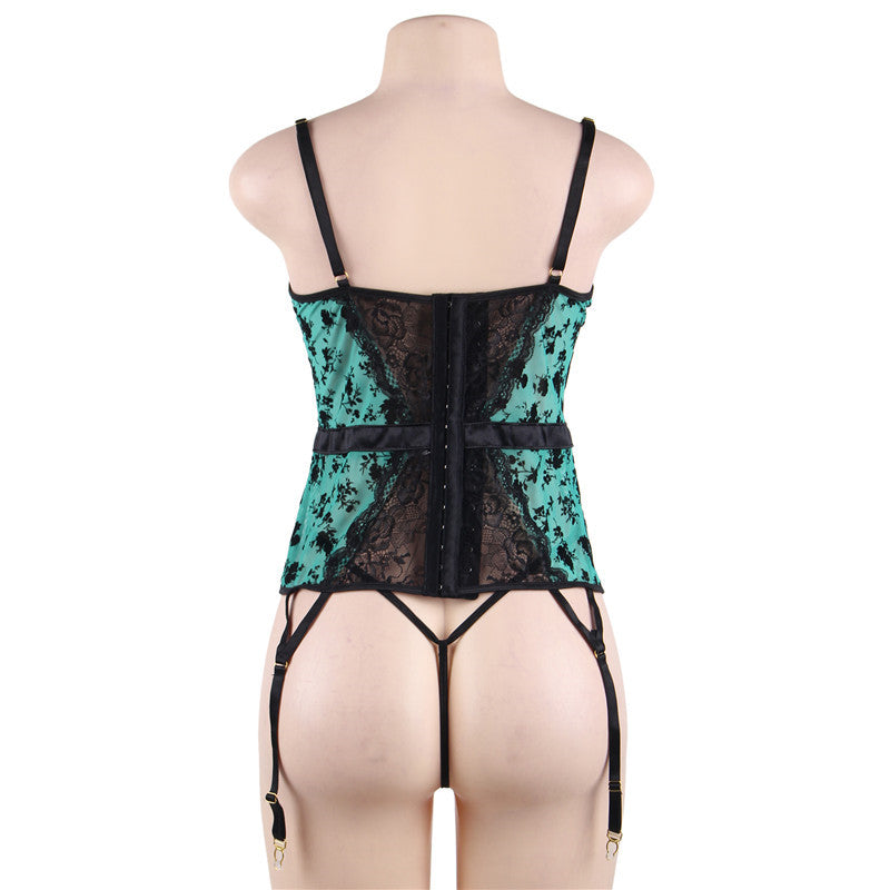 Sexy Underwear Plus Size Lingerie Sexy Hot Erotic Women Transparent Lace Floral Babydoll Disfraz With Garter Sexy Clothes