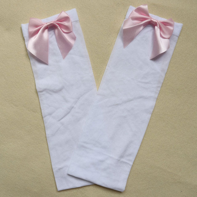 Women Sexy Thigh-High Bow Stockings Cosplay Gift Long  Japanese Style Soft Breathable Black White Stocking