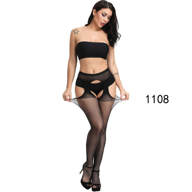 Solid Stockings Women Sexy Thigh High Fishnet Nylon Long Socks Sex Belt Standard Over Knee Socks