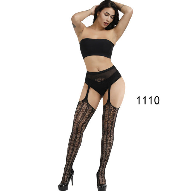 Solid Stockings Women Sexy Thigh High Fishnet Nylon Long Socks Sex Belt Standard Over Knee Socks