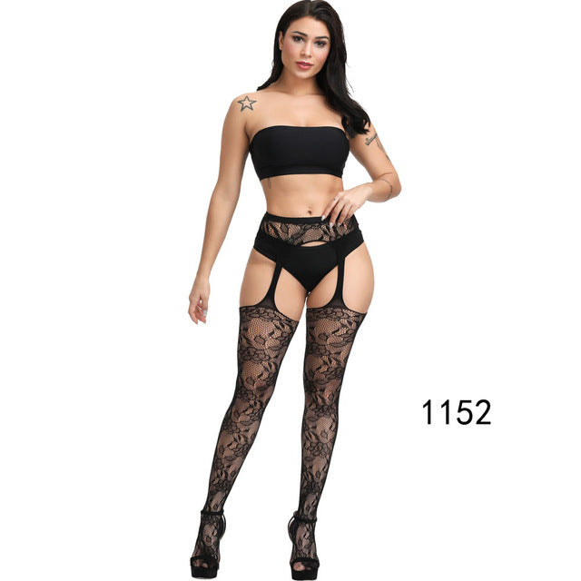 Solid Stockings Women Sexy Thigh High Fishnet Nylon Long Socks Sex Belt Standard Over Knee Socks