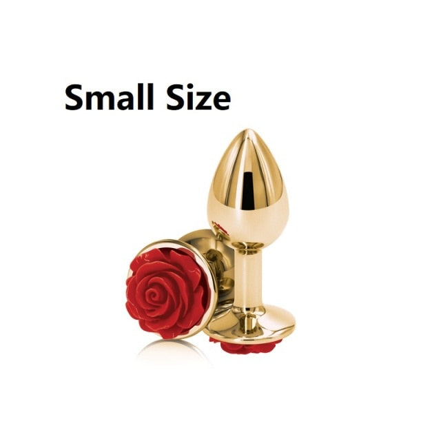 Small Medium large set Crystal Heart round rose gold flower Metal anal beads butt plug Jewelry insert sex toy for female male