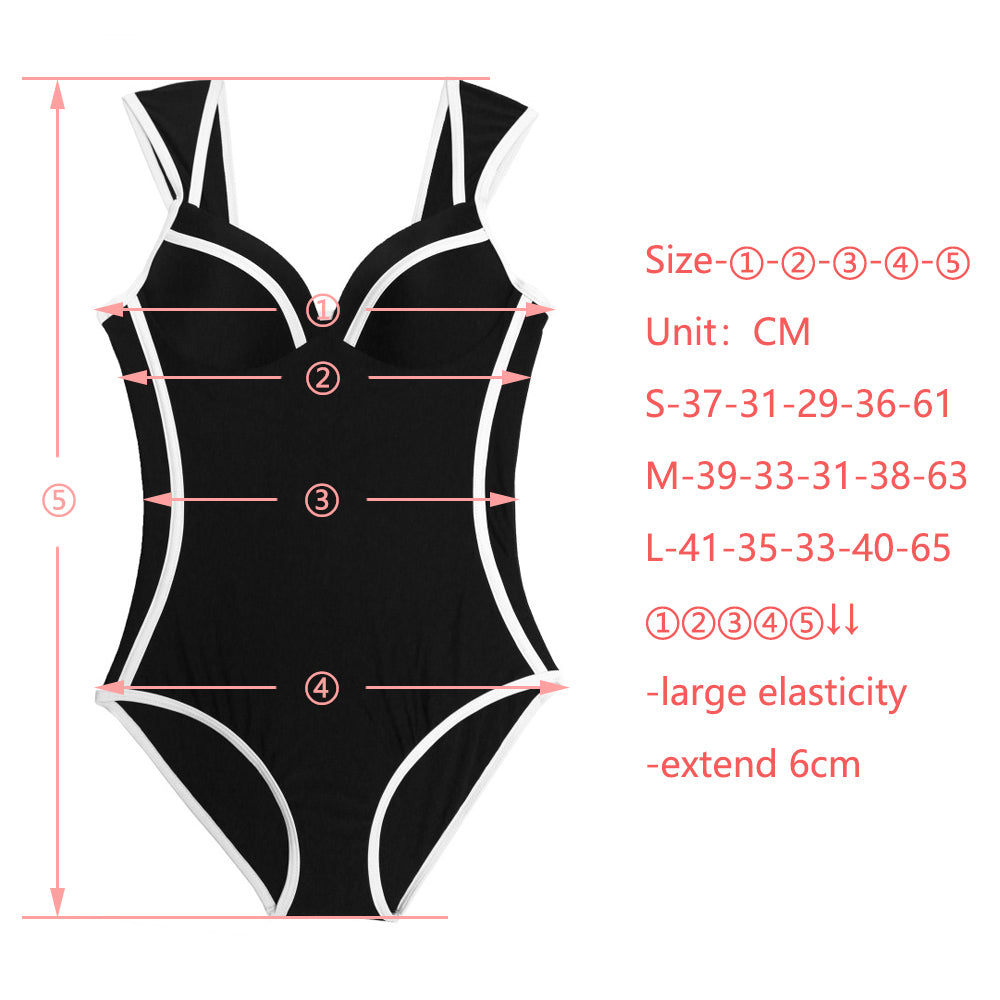Sexy Retro Black White Striped Push Up One Piece Swimsuit Bodysuit Ladies Monokini Swimwear Women Swim Bathing Suit Trikini