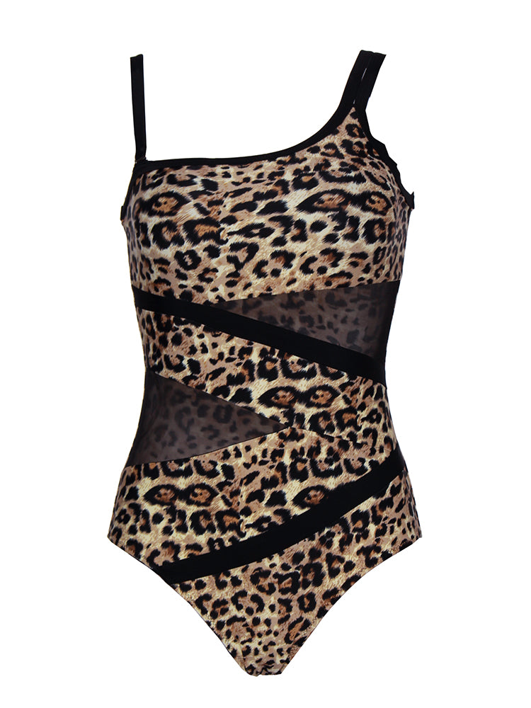 Andzhelika Sexy One Shoulder One Piece Swimsuit New Off Shoulder Mesh Patchwork Swimwear Bodysuit Bathing Suit Monokini