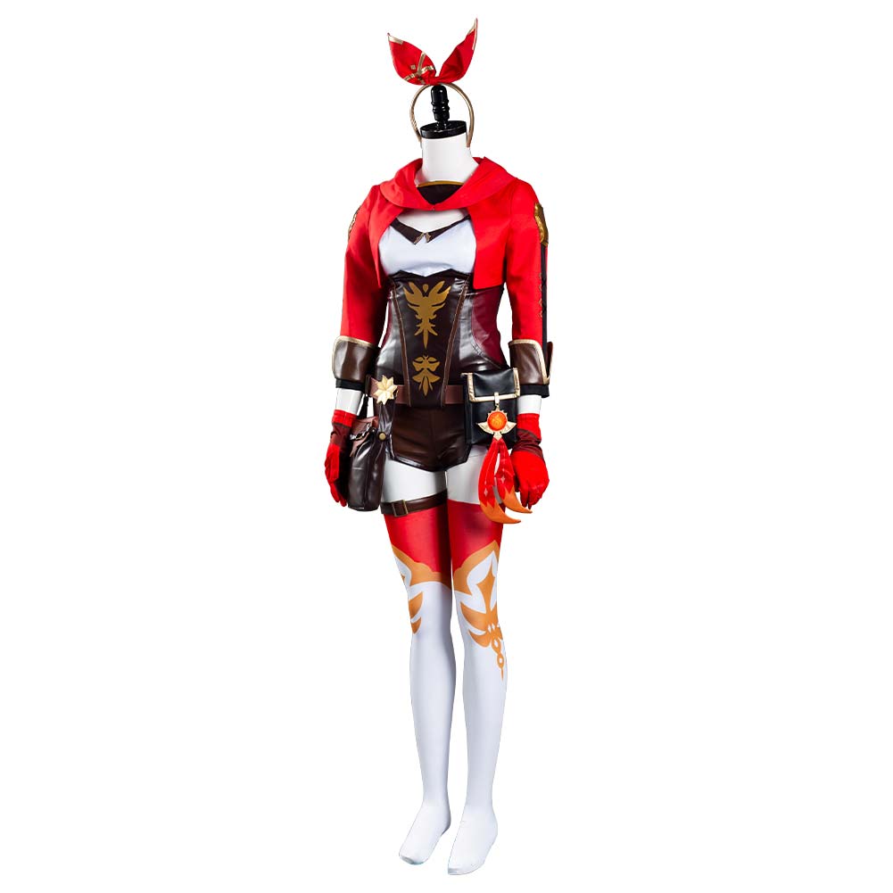 Genshin Impact Amber Cosplay Costume Jumpsuit Outfits Halloween Carnival Suit