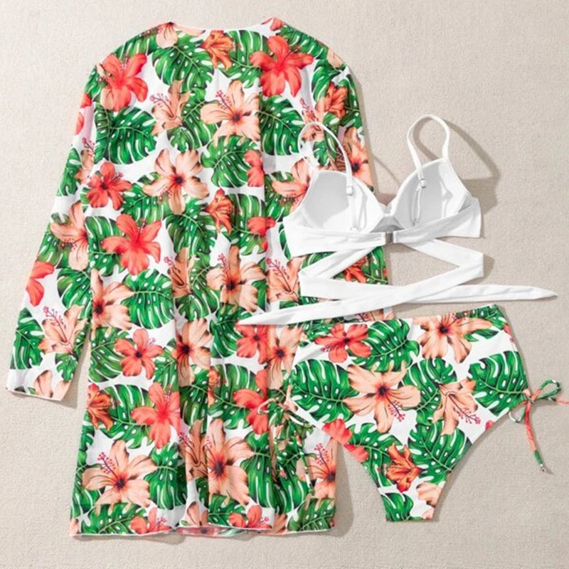 Sexy Bikinis And Cover Set Women Swimsuit Printed Swimwear High Waist Summer Strappy Bathing Suit Beach Wear Biquini Female