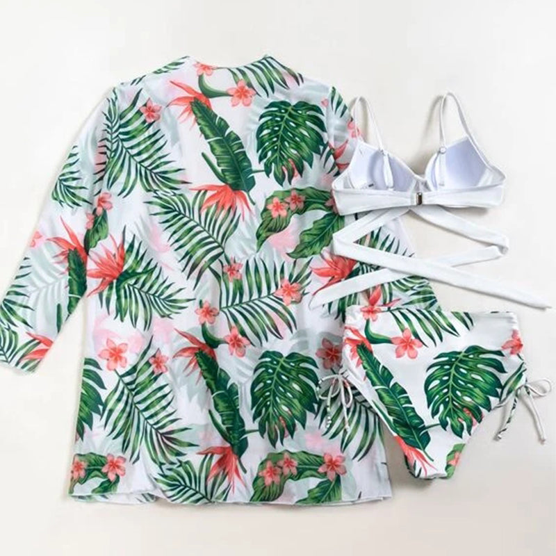 Sexy Bikinis And Cover Set Women Swimsuit Printed Swimwear High Waist Summer Strappy Bathing Suit Beach Wear Biquini Female