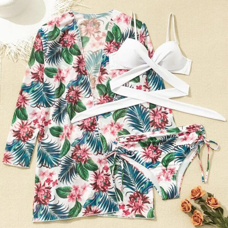 Sexy Bikinis And Cover Set Women Swimsuit Printed Swimwear High Waist Summer Strappy Bathing Suit Beach Wear Biquini Female