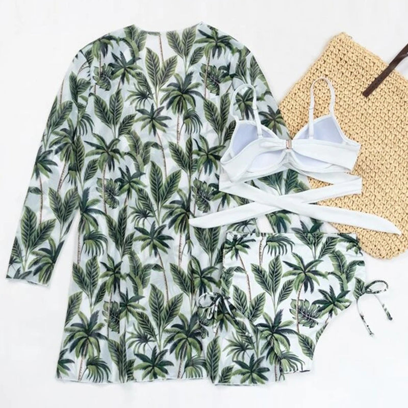 Sexy Bikinis And Cover Set Women Swimsuit Printed Swimwear High Waist Summer Strappy Bathing Suit Beach Wear Biquini Female