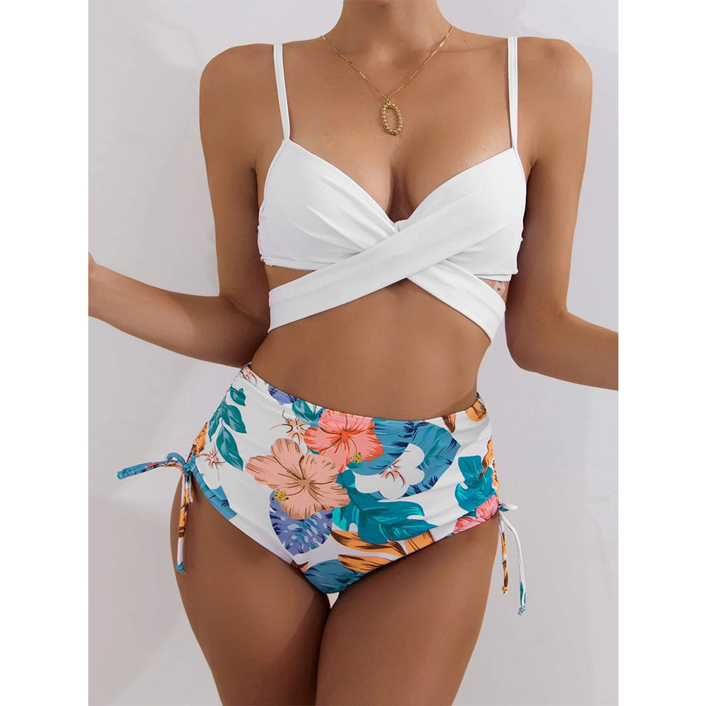 Sexy Bikinis And Cover Set Women Swimsuit Printed Swimwear High Waist Summer Strappy Bathing Suit Beach Wear Biquini Female