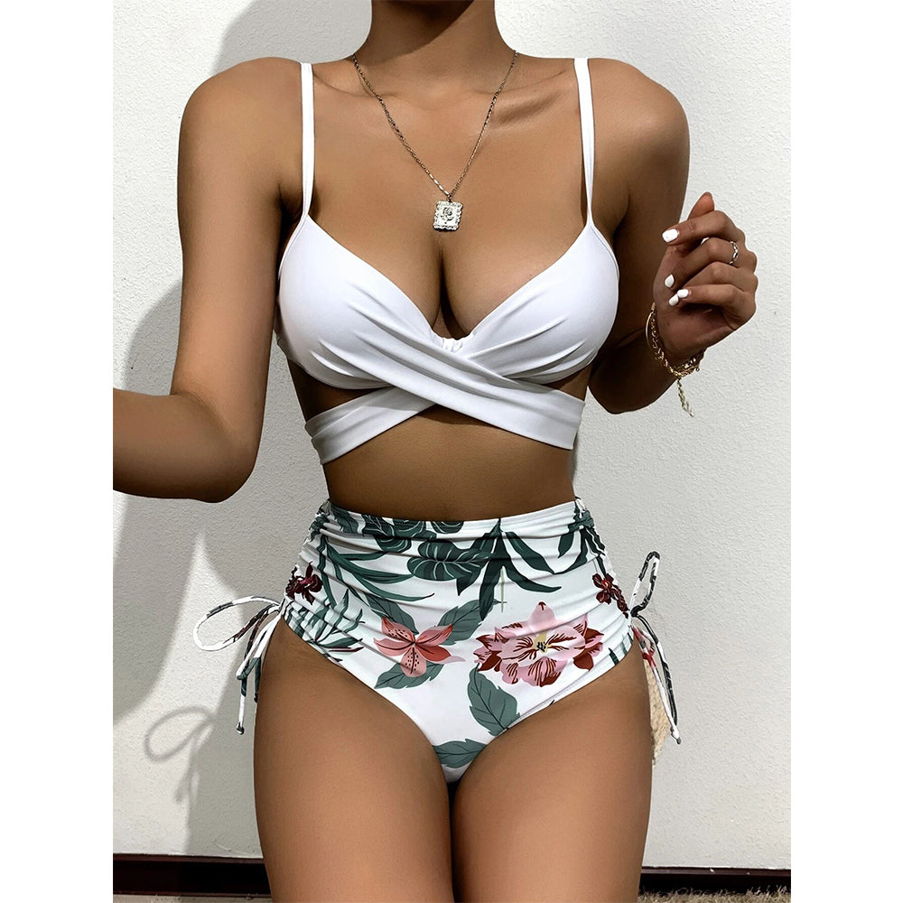 Sexy Bikinis And Cover Set Women Swimsuit Printed Swimwear High Waist Summer Strappy Bathing Suit Beach Wear Biquini Female