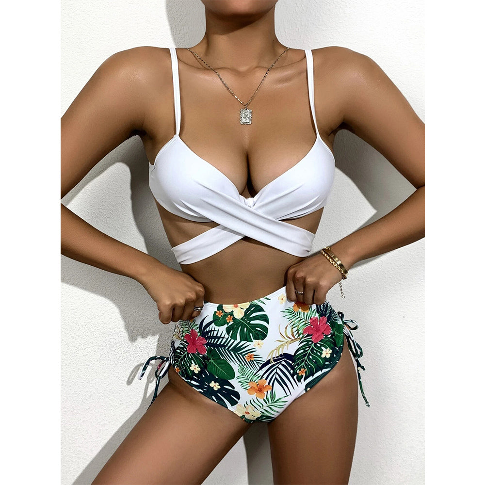 Sexy Bikinis And Cover Set Women Swimsuit Printed Swimwear High Waist Summer Strappy Bathing Suit Beach Wear Biquini Female