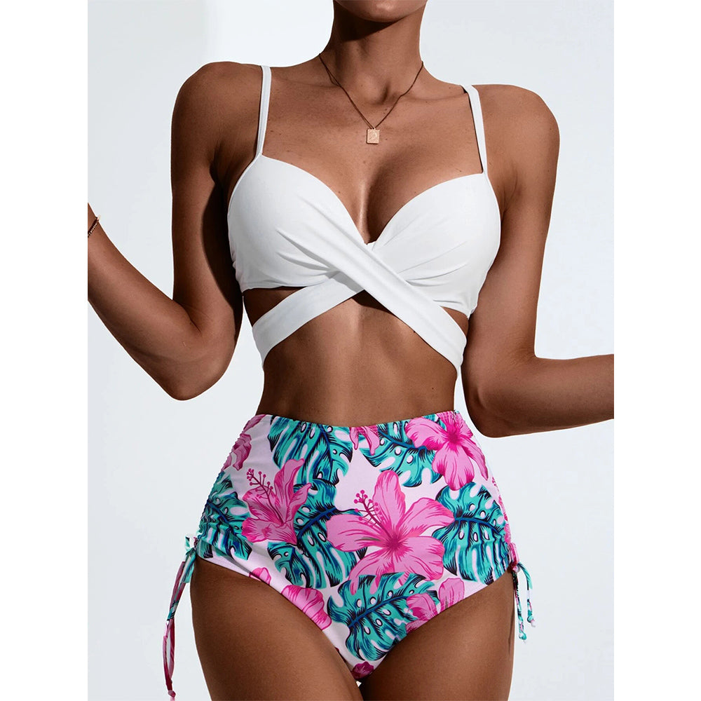 Sexy Bikinis And Cover Set Women Swimsuit Printed Swimwear High Waist Summer Strappy Bathing Suit Beach Wear Biquini Female