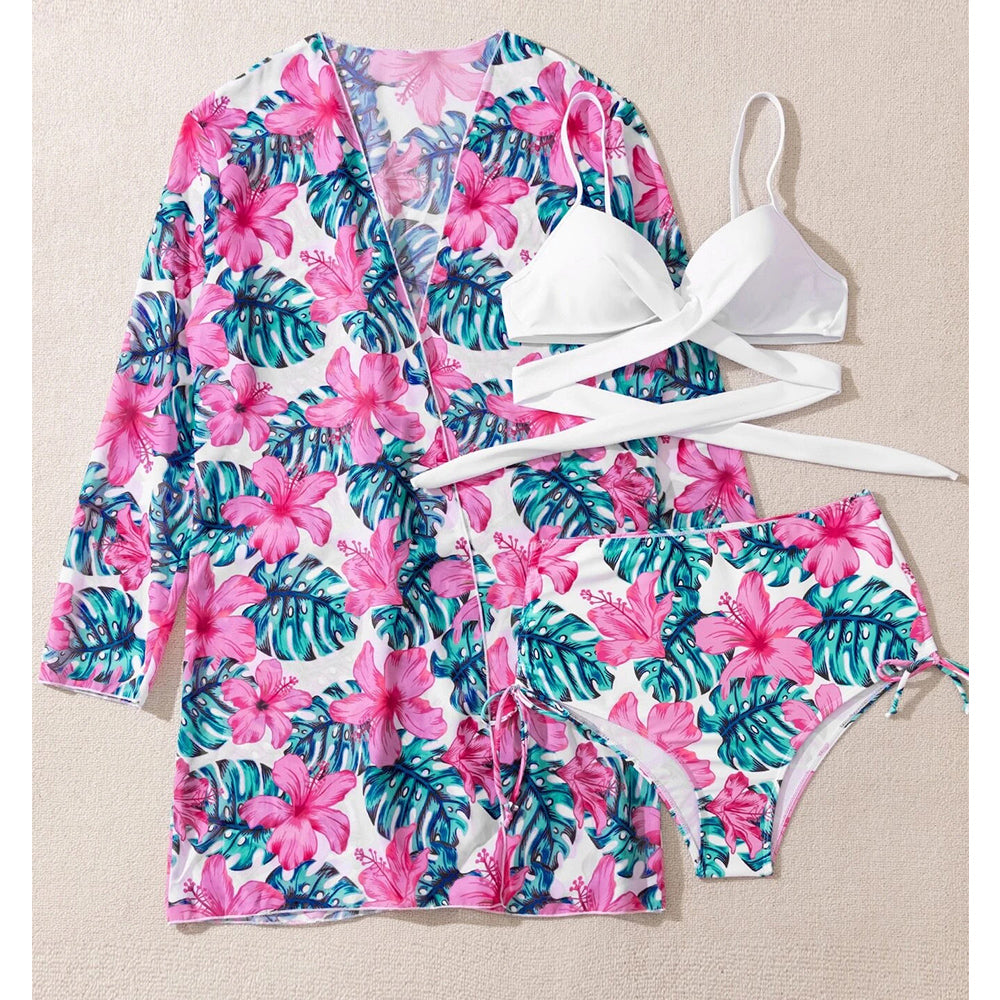 Sexy Bikinis And Cover Set Women Swimsuit Printed Swimwear High Waist Summer Strappy Bathing Suit Beach Wear Biquini Female