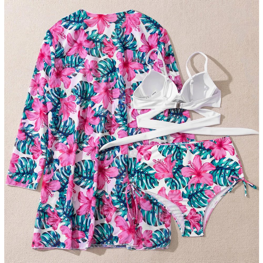 Sexy Bikinis And Cover Set Women Swimsuit Printed Swimwear High Waist Summer Strappy Bathing Suit Beach Wear Biquini Female