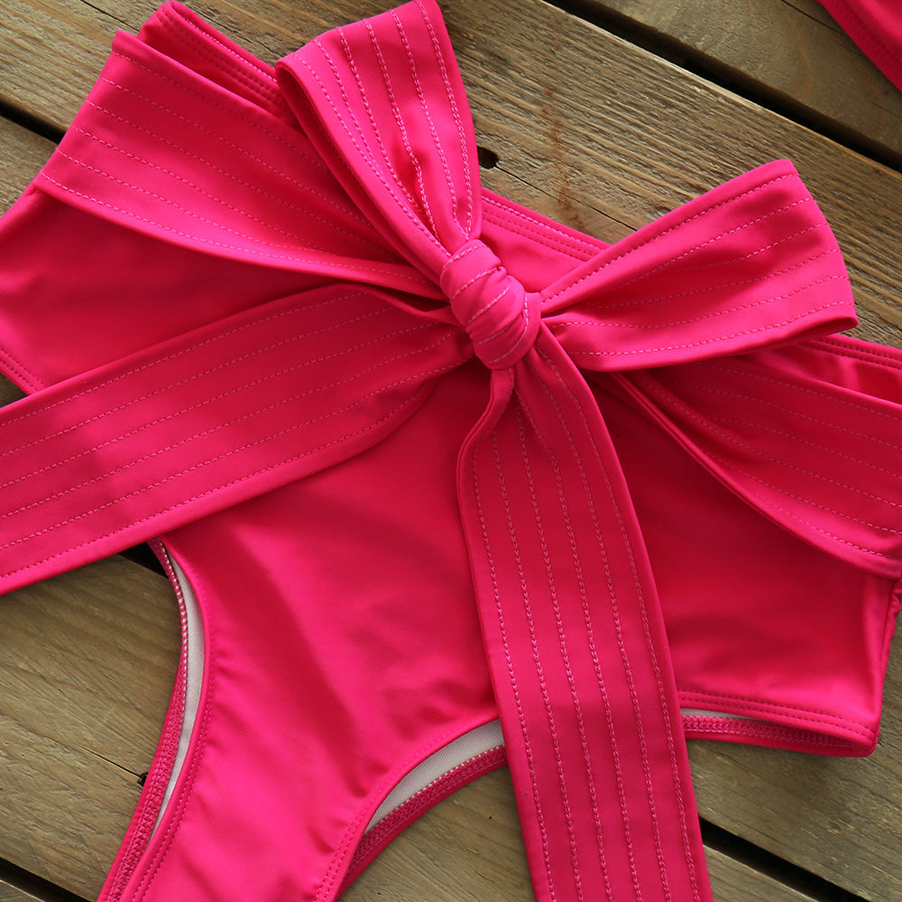 Two-Pieces Women Floral Push-Up Padded Bra Ruffles Bandage Bikini Set Swimsuit Swimwear Bathing Suit Beachwear Biquini
