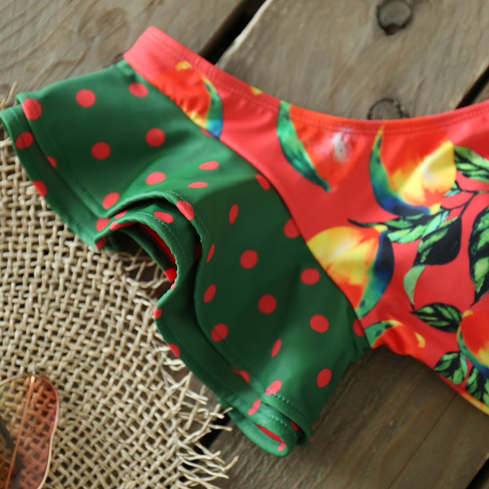 Two-Pieces Women Floral Push-Up Padded Bra Ruffles Bandage Bikini Set Swimsuit Swimwear Bathing Suit Beachwear Biquini