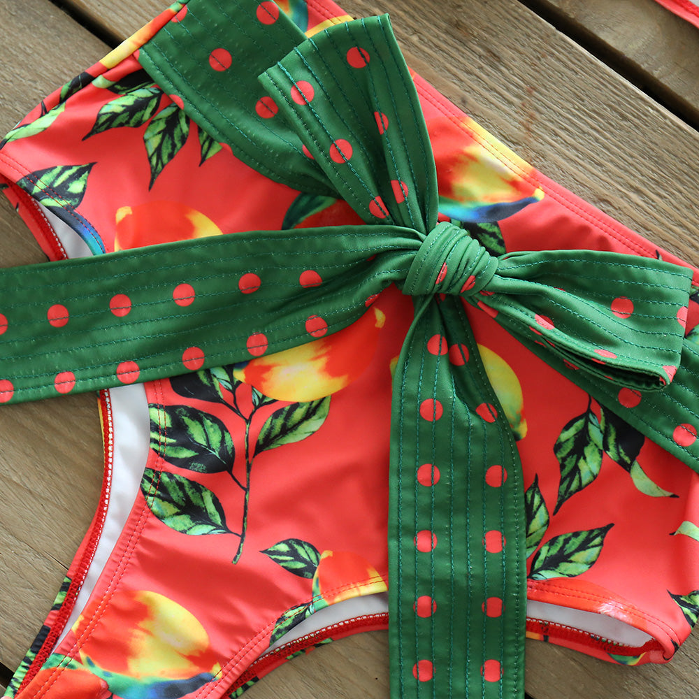 Two-Pieces Women Floral Push-Up Padded Bra Ruffles Bandage Bikini Set Swimsuit Swimwear Bathing Suit Beachwear Biquini