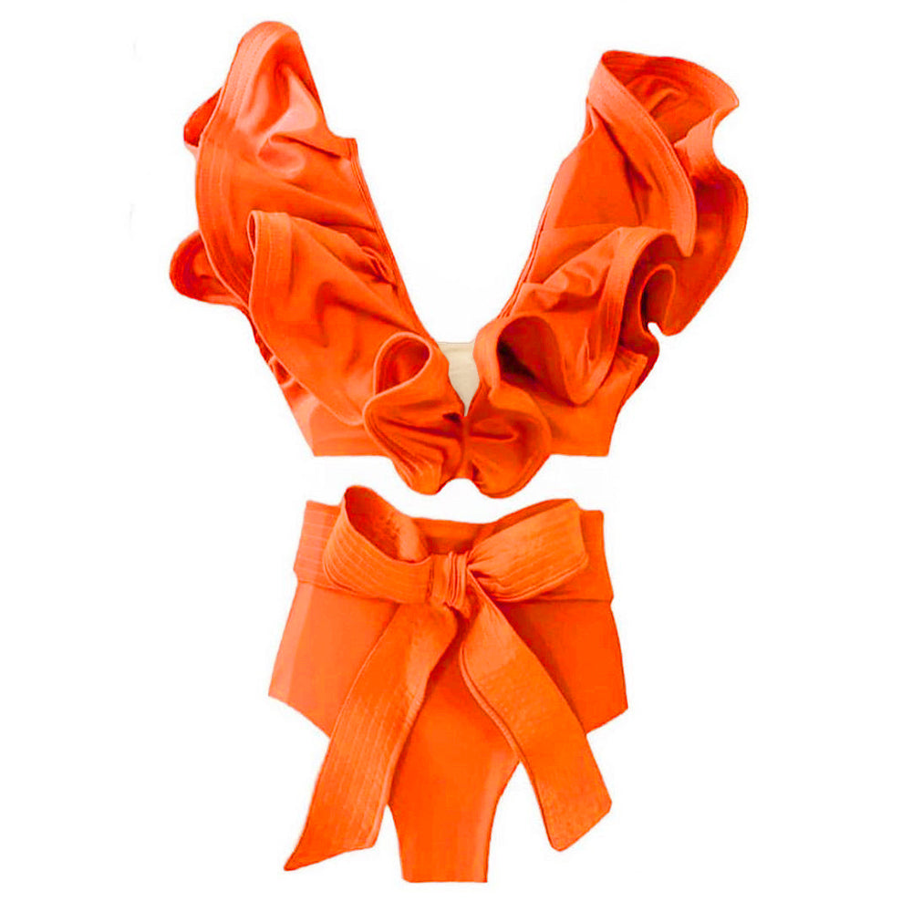 Two-Pieces Women Floral Push-Up Padded Bra Ruffles Bandage Bikini Set Swimsuit Swimwear Bathing Suit Beachwear Biquini