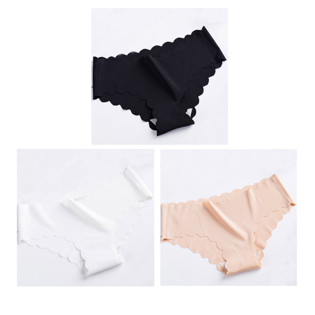 Nwboo 3pcs/Lot Ruffle Ice Silk Panties For Women Girls Shorts Pack Seamless Lingere Satin Smooth Underwear Lady Set