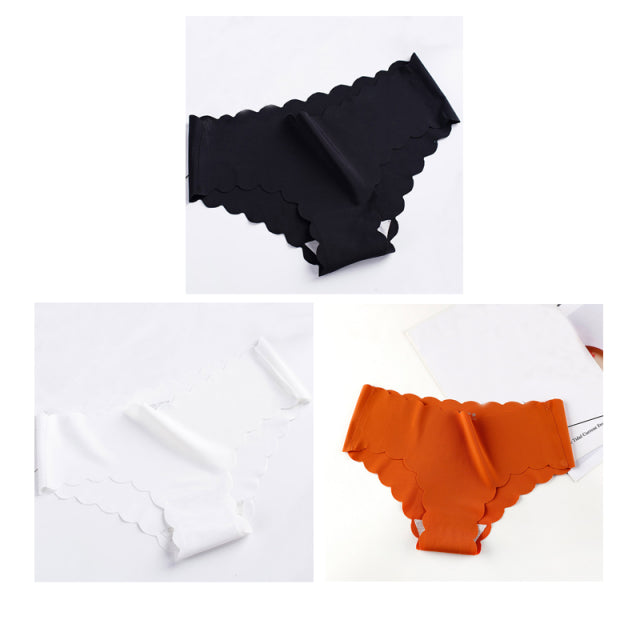 Nwboo 3pcs/Lot Ruffle Ice Silk Panties For Women Girls Shorts Pack Seamless Lingere Satin Smooth Underwear Lady Set