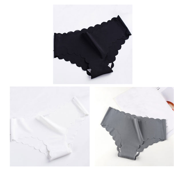Nwboo 3pcs/Lot Ruffle Ice Silk Panties For Women Girls Shorts Pack Seamless Lingere Satin Smooth Underwear Lady Set