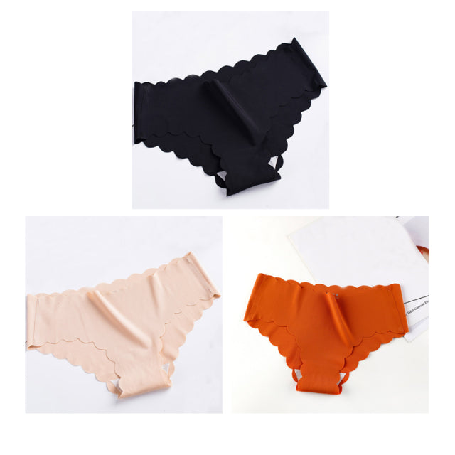 Nwboo 3pcs/Lot Ruffle Ice Silk Panties For Women Girls Shorts Pack Seamless Lingere Satin Smooth Underwear Lady Set